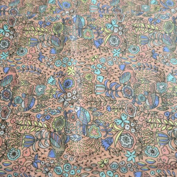 Joann Exclusive Bird Floral Flannel Fabric 44x32" Peach Nature Boho Print - Picture 2 of 13